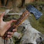 Small Forged Carbon Steel Axe with Burn Ash Wood Shaft - Viking Axe X-101