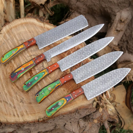 5 Pieces Handmade J2 Steel Chef Set - 5 Piece Kitchen Knives Set