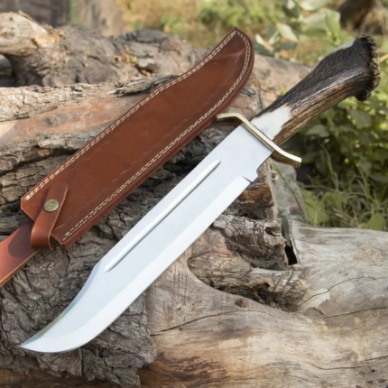 EDC HANDMADE D2 Steel Hunting Bowie Survival Knife Deer Crown Stag Antler Handle WH 4403