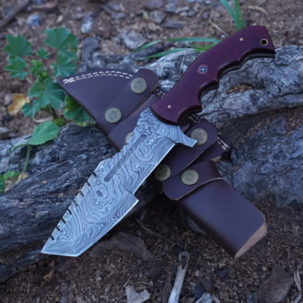 Handmade Forged Damascus Steel Tracker Knife - Hunting Camping Knife With Resin Handle