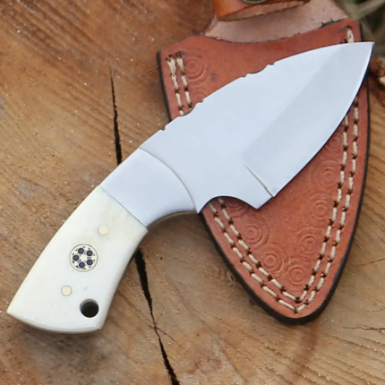 Handmade Semi Stainless Steel Skinner Knife - Camel Bone Handle - 5.5" Full Tang Knife