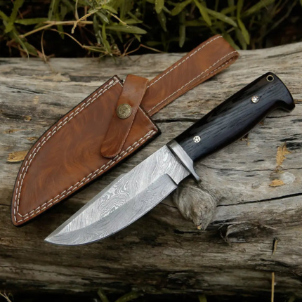 10” Custom Hand Forged Damascus Steel Full Tang Hunting Knife - Pakka Wood Handle H-027